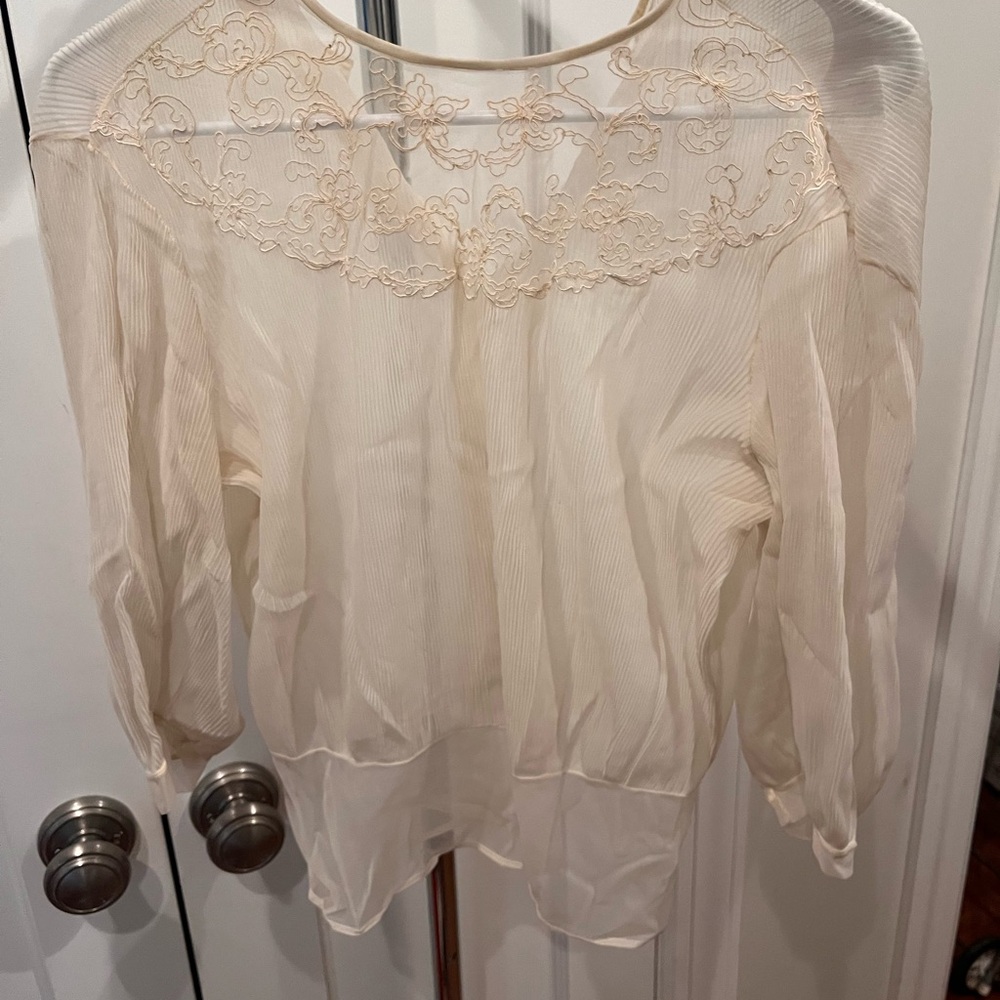 Elegant Cream Sheer Women's Top